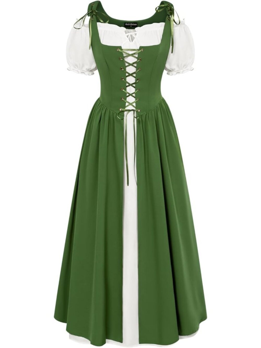 Women's Green Renaissance Pirate Medieval Dress Witch Halloween Costume Set